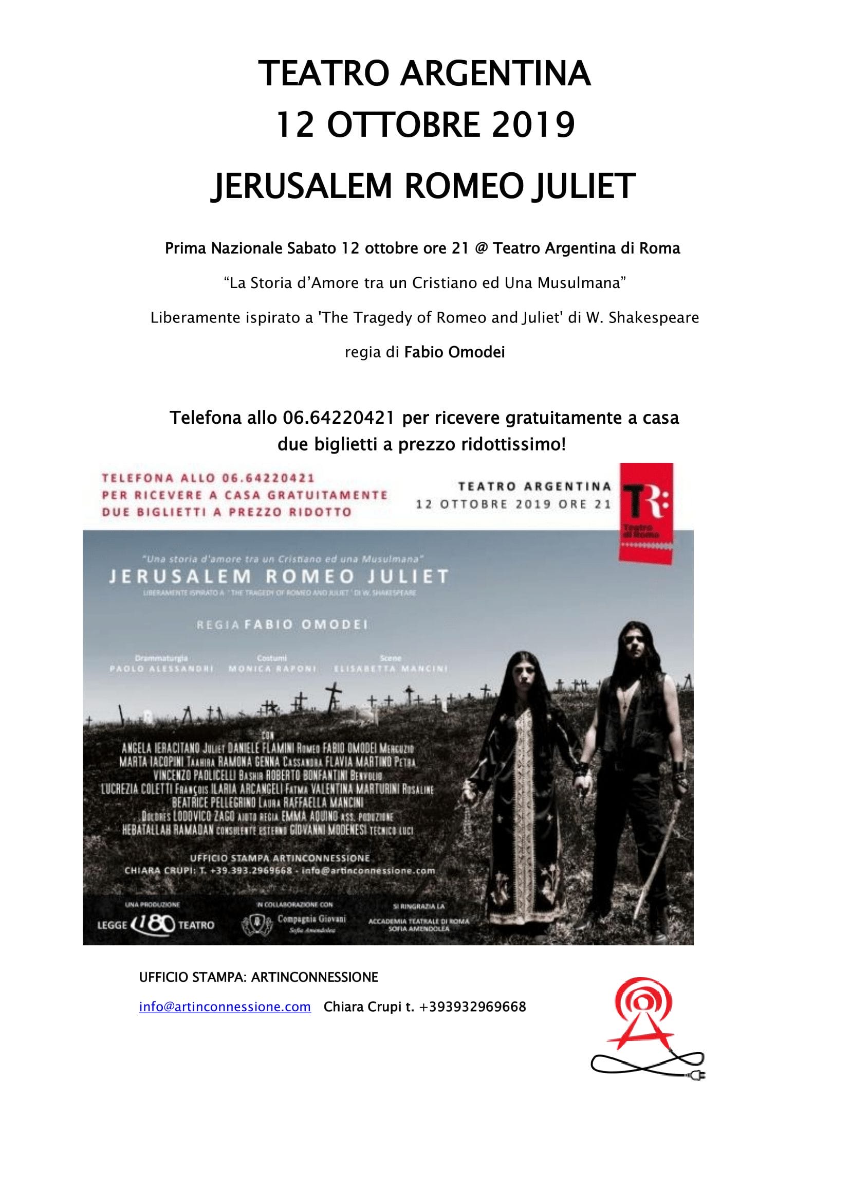 Teatro Argentina Jerusalem Romeo & Juliet 12 ottobre 2019