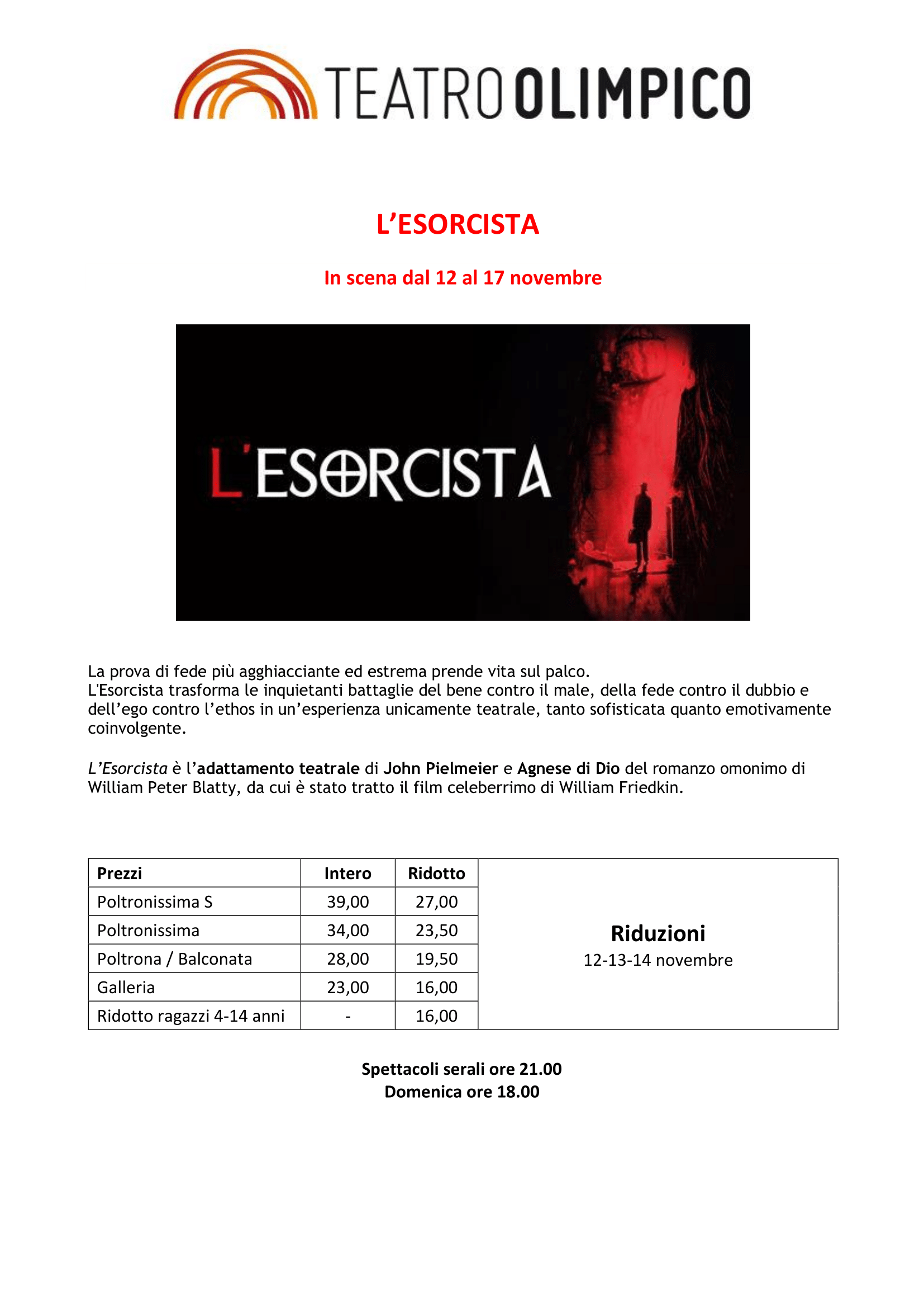 esorcista teatro olimpico