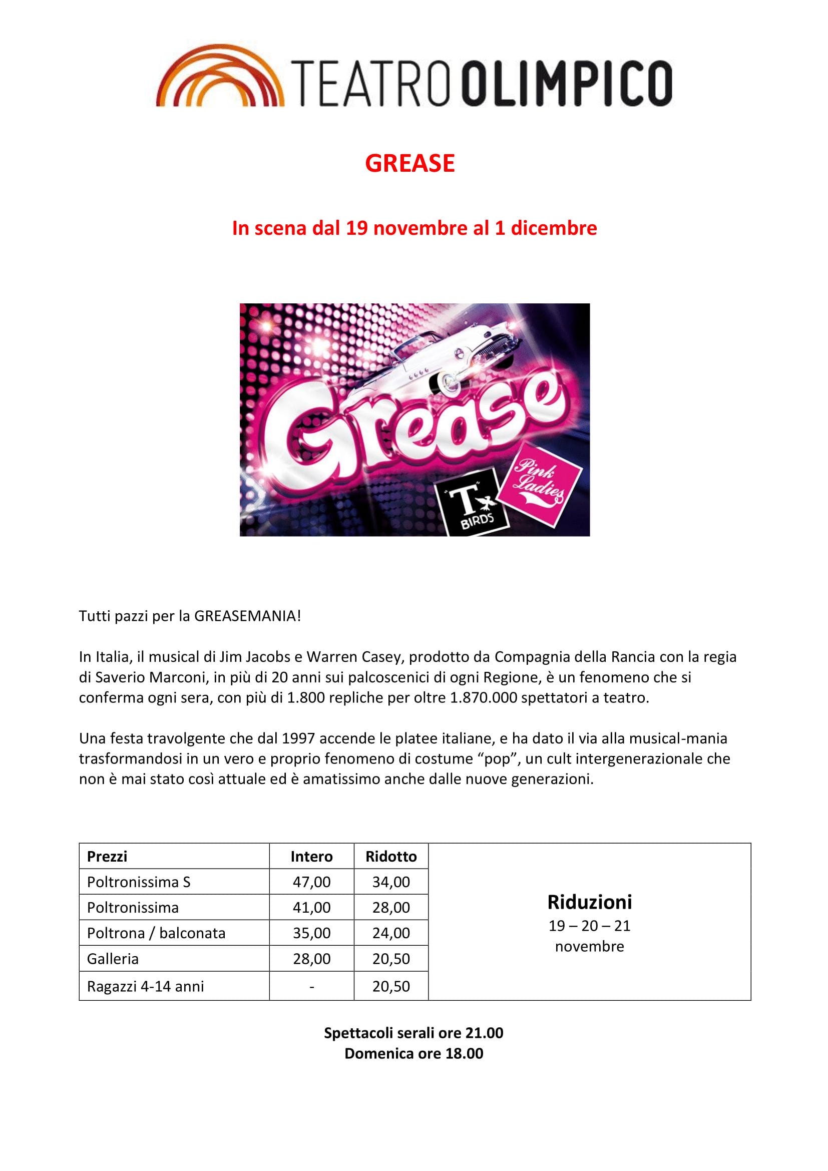 grease teatro olimpico
