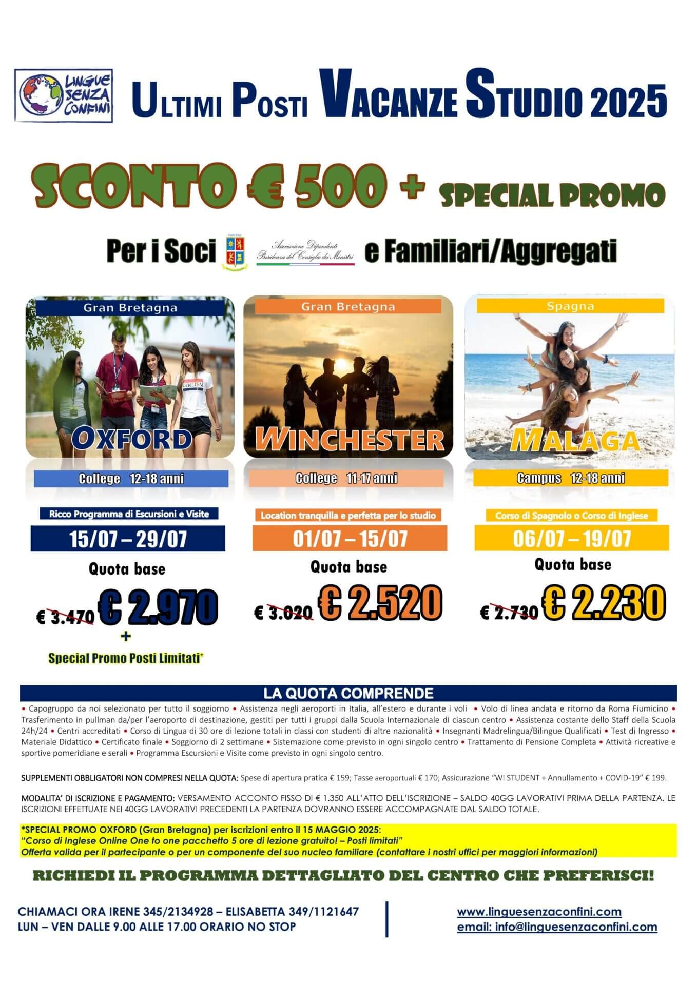 SPECIAL PROMO ULTIMI POSTI VACANZE STUDIO 2025